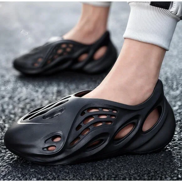 Men's Black Foam Runner Non Slip Cloud Slides Lightweight Sandal Shoes